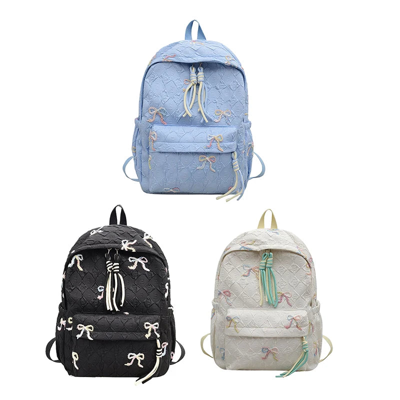 Versatile Junior High School Student Travel Laptop Backpack Cute Schoolbag Female Middle School Student Fashion Bowknot Backpack