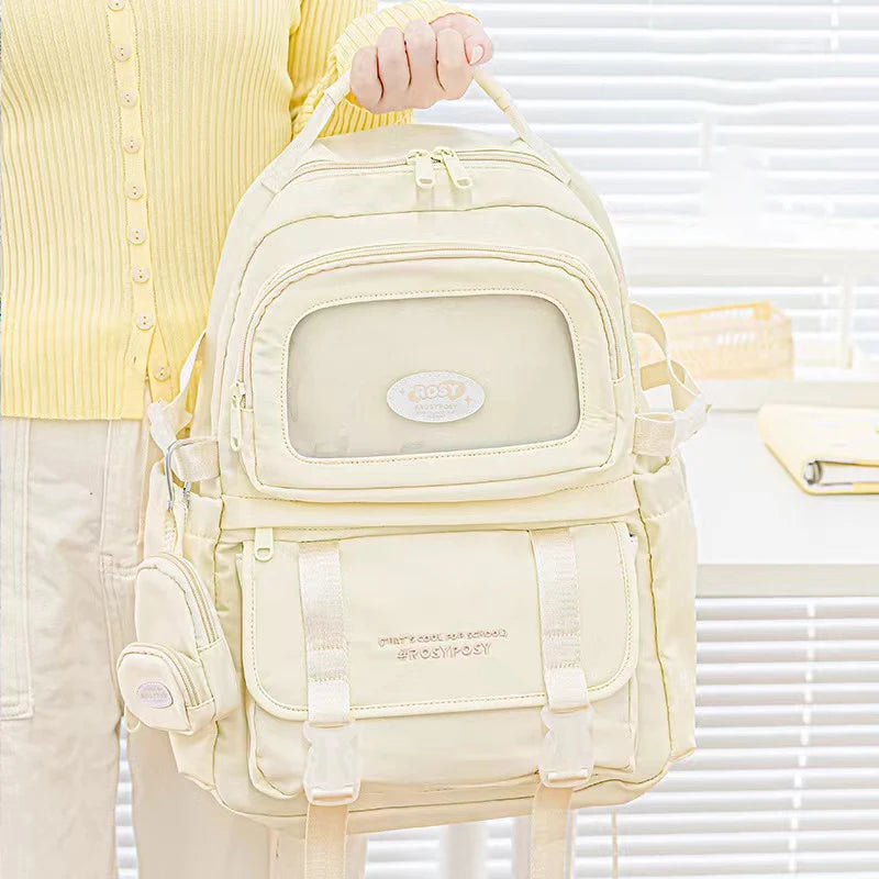 Cream Style Backpack for High School Girls with High Looks and Large Capacity Backpack Computer Bag