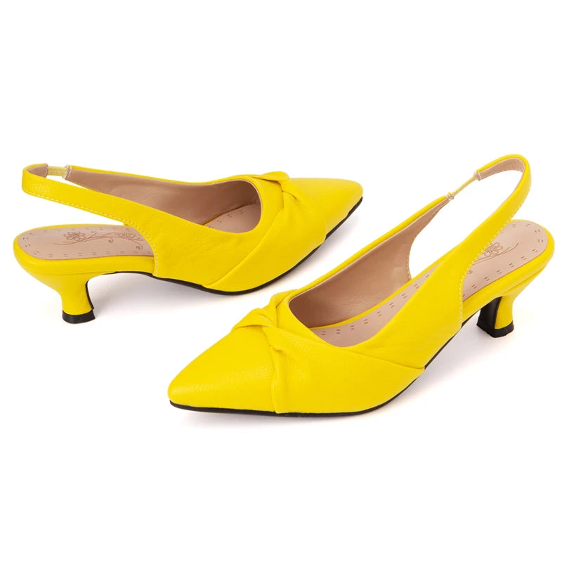 Summer Shoes For Women Sandals Point toe Short Heels Slingbacks Black White Wedding Party Dance Shoes Ladies Large Size 50 52