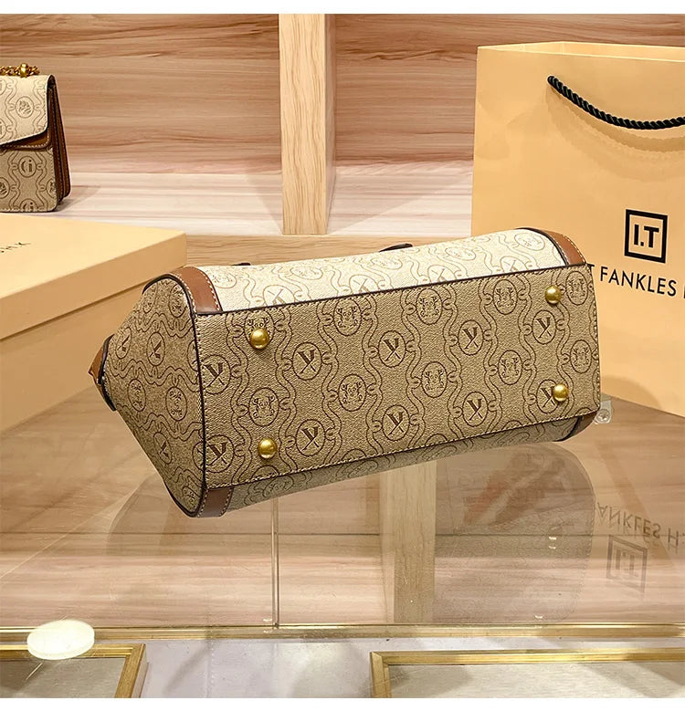 Women's handbag, fashionable and luxurious brand handbag, new 2025 high-end leather shoulder bag, designer retro crossbody bag