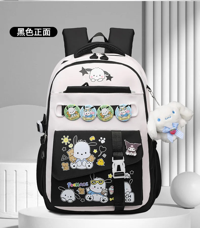Cinnamoroll Backpack Badges Plush Pendant Casual Cute Cartoon Shoulder Bag Adjustable Shoulder Strap Ultralight Gear