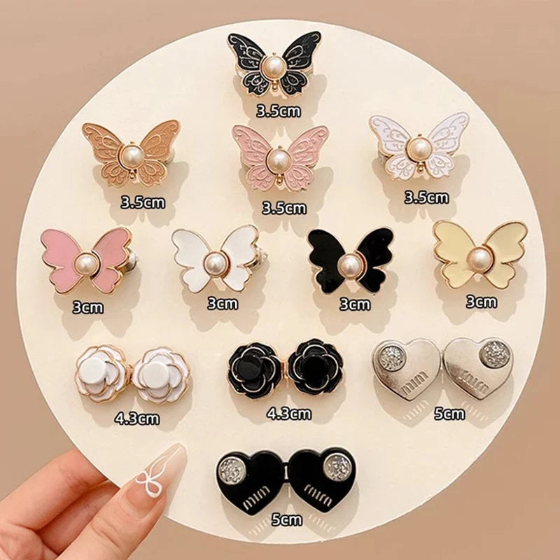 Adjustable Clips Butterfly Jeans Button For Pant Skirts Waist Tightener Buckle Snap Button Adjuster Pants Pin Retractable Button