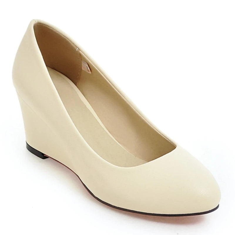 Classic Women's Wedge Heels Shoes Fashion Pink Black White Blue Wedges Party Wedding Office Shoes Ladies Dress Pumps Spring 2025