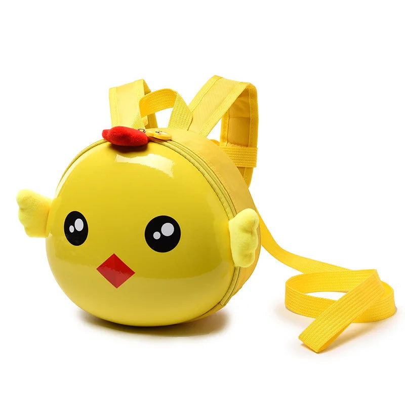 Kindergarten cartoon backpack children aged 1-3 boys girls with double shoulder anti loss backpack cute little chicken hard shel