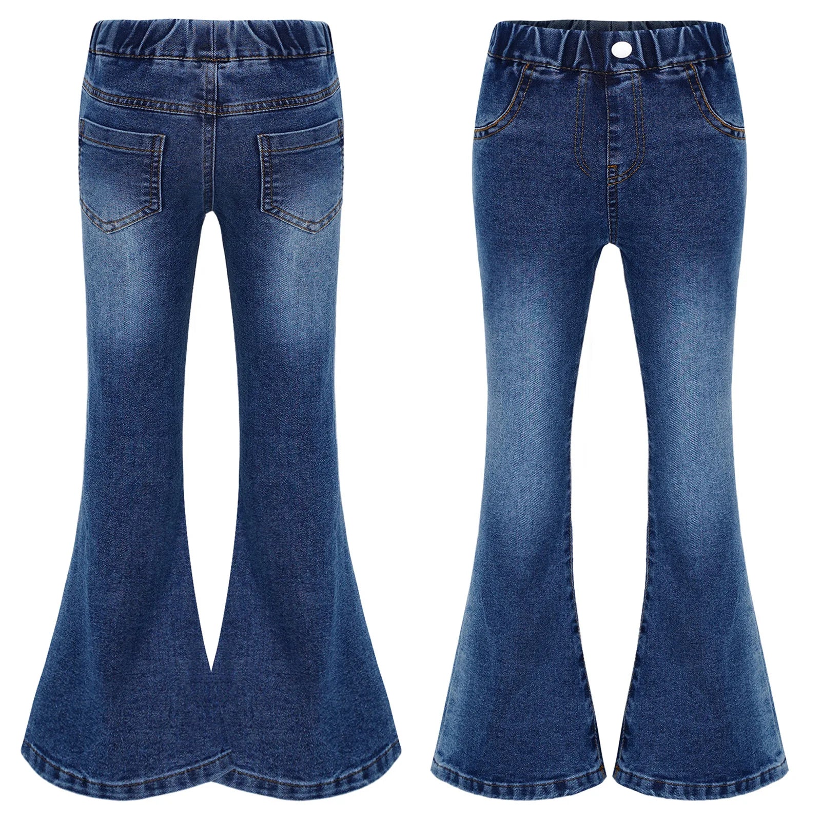 Kids Cowgirl Cute Flare Bootcut Jeans Bell Bottoms Slim Fit Jeans for Girls Casual Denim Long Pants Trousers Streetwear Pants