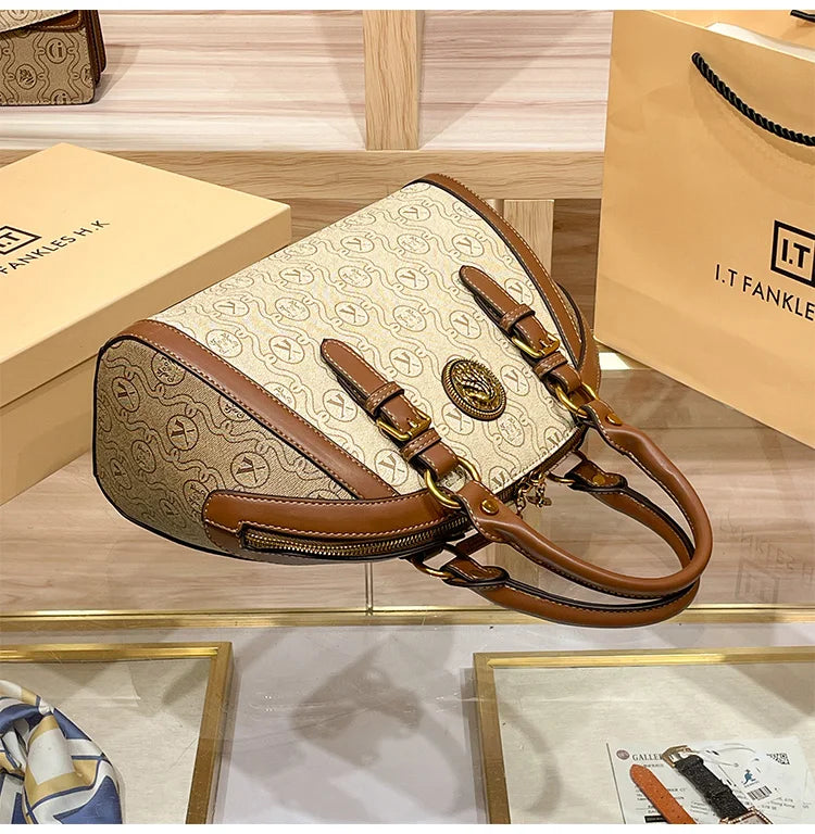 Women's handbag, fashionable and luxurious brand handbag, new 2025 high-end leather shoulder bag, designer retro crossbody bag