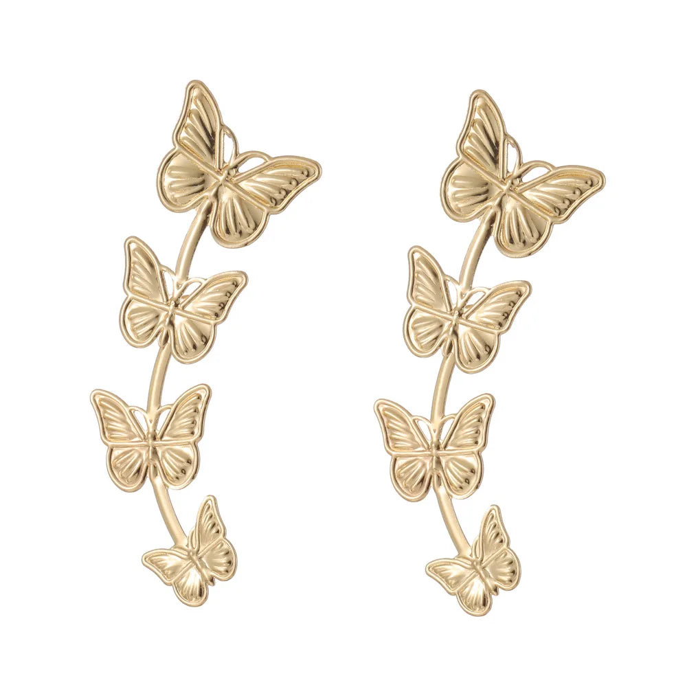 Minimalism Personality Metal Drop Earrings for Women Leaf Round Water Droplet Butterfly Twist Metal Earrings Geometry Jewelry