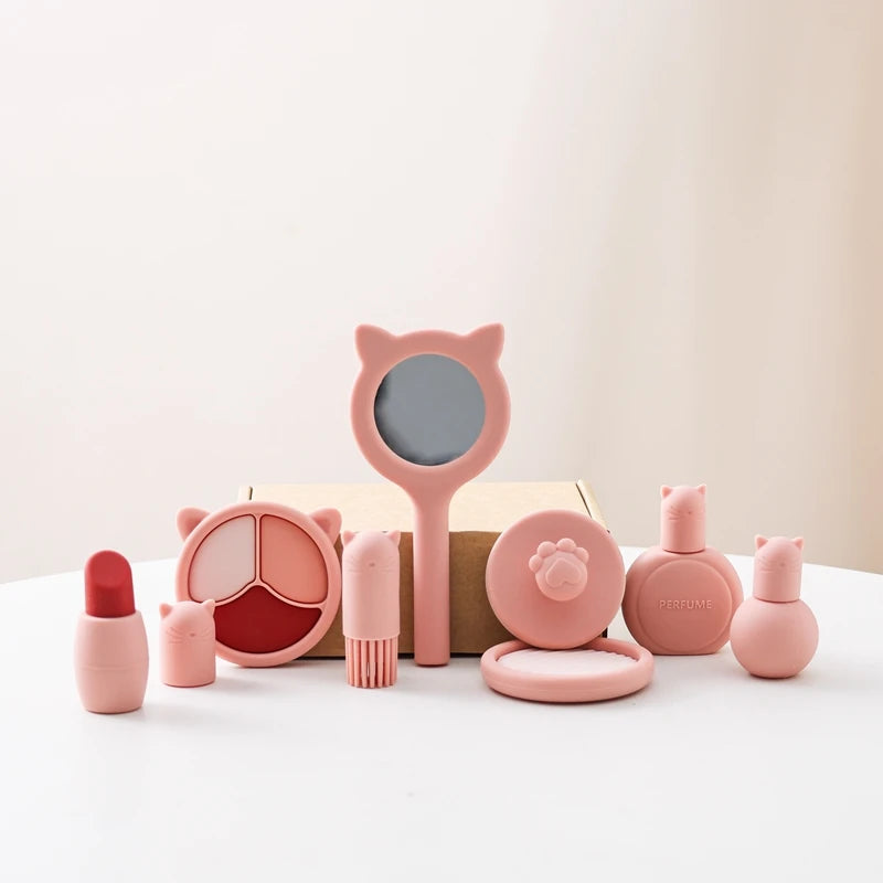 Silicone Baby Makeup Toys Set Simulation Pretend Cosmetics Toys Girls Playing House Game Children Early Education Montessori Toy