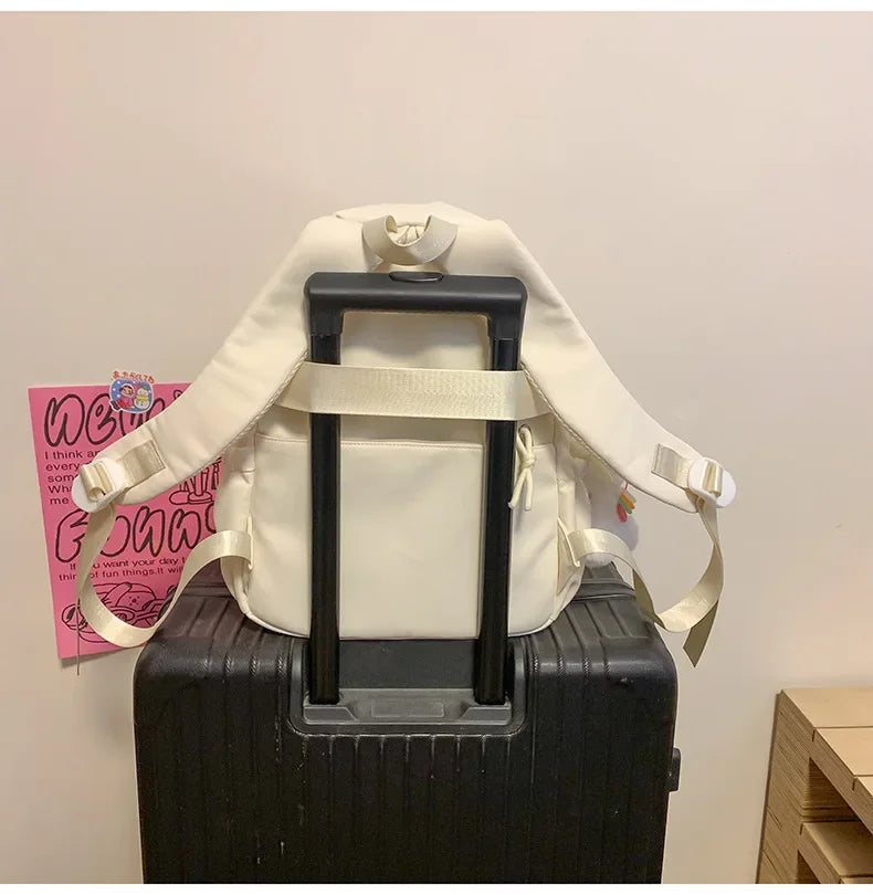 Casual Transparent Badge Large Capacity Commuter Backpack Suitable for Middle School Students Cute School Style Double Shoulder