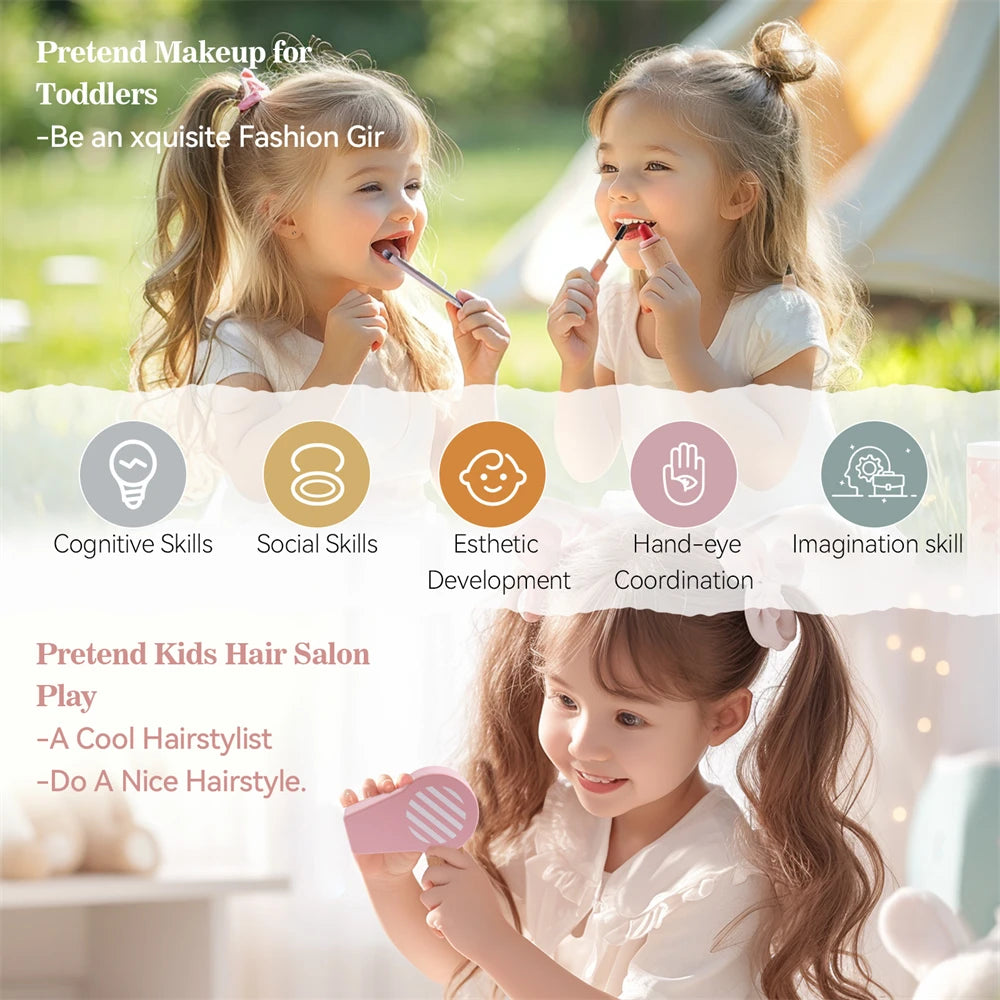 Silicone Baby Makeup Toys Set Simulation Pretend Cosmetics Toys Girls Playing House Game Children Early Education Montessori Toy