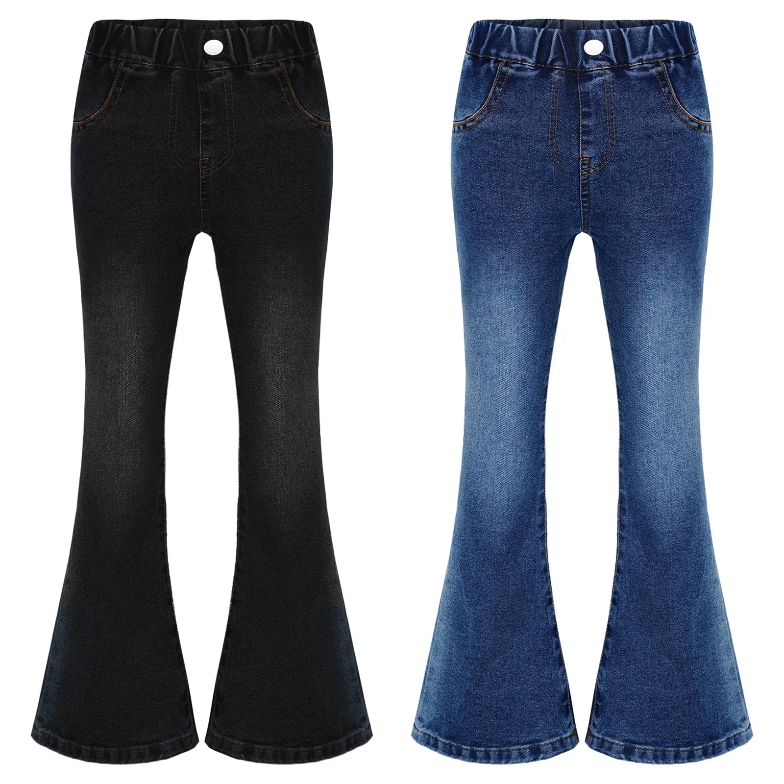 Kids Cowgirl Cute Flare Bootcut Jeans Bell Bottoms Slim Fit Jeans for Girls Casual Denim Long Pants Trousers Streetwear Pants