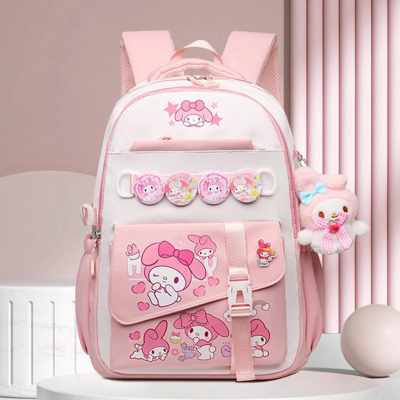 Cinnamoroll Backpack Badges Plush Pendant Casual Cute Cartoon Shoulder Bag Adjustable Shoulder Strap Ultralight Gear
