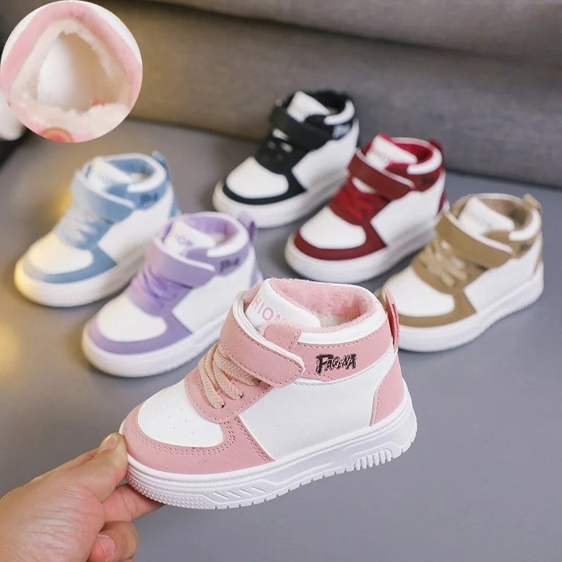 Children Winter Ankle Snow Boots Classics Casual Shoes For Boys Girls Non-slip Thicken Fleece Warm Outdoor Shoes Fashion Sneaker