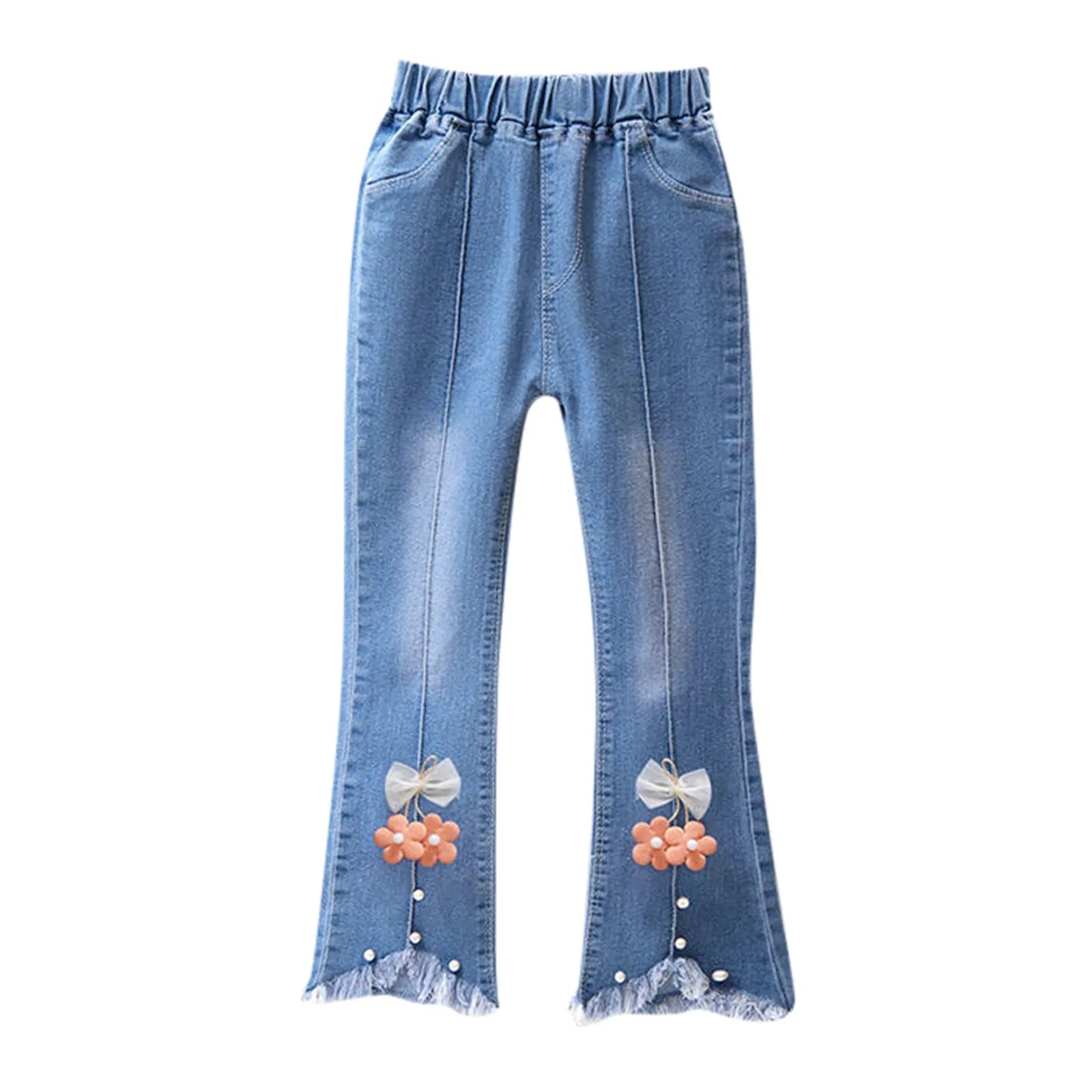 Girls Casual Jeans Elastic Waist Denim Wide Leg Pants Toddler Trousers Gymnastics Sweatpants Hotsale Trouser Ropa De NiñO