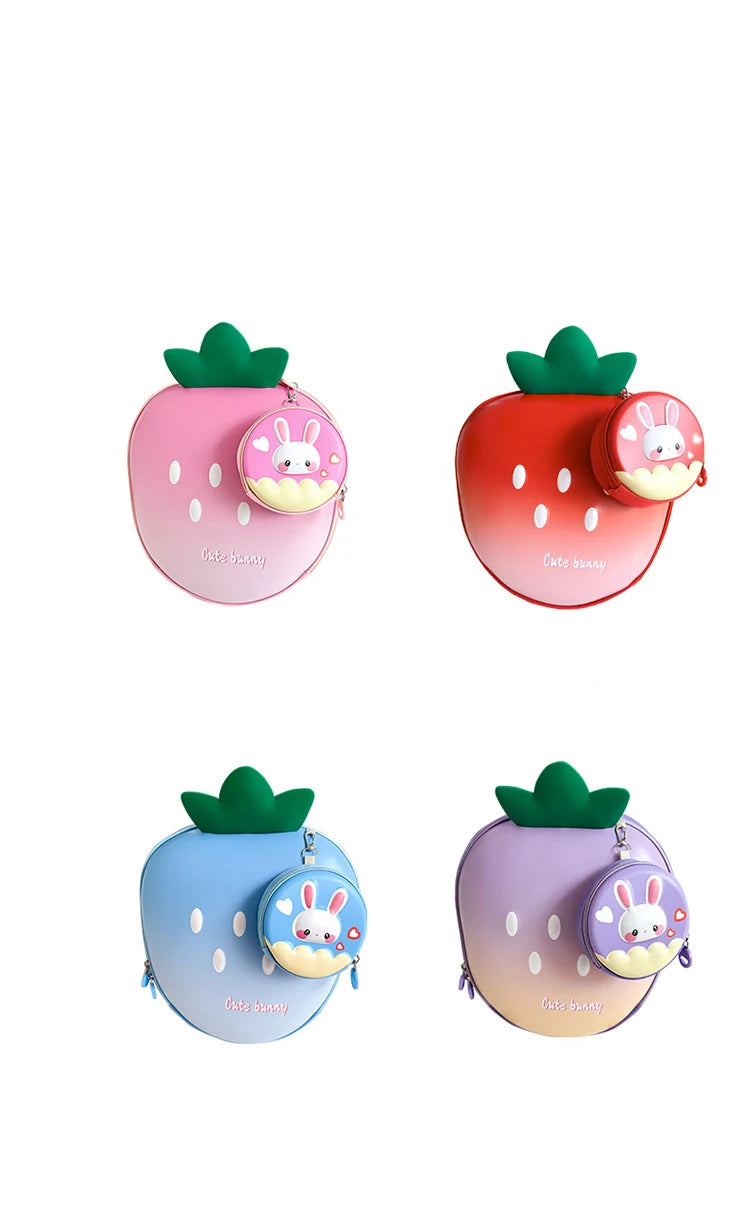 Cartoon Children Backpack 3D Strawberry Cute Toddler School Bags Fashionable New Outdoor Kids Eggshell Bag Accessories