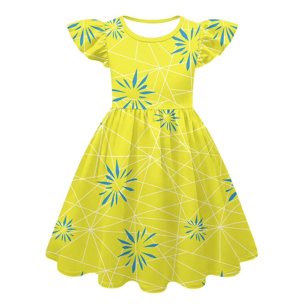 Girls Party Dresses Disgust Printed Princess Dress Birthday Party Inside Out Joy Halloween Cosplay Costume Carnival Gift 2-10Y