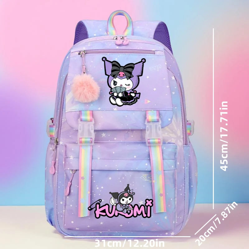 Cinnamoroll Teen Girls Backpack Teen Travel SchoolBag, Large Capacity Lightweight Kuromi Print Daypack for School or Daily Use