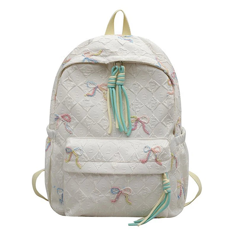 Versatile Junior High School Student Travel Laptop Backpack Cute Schoolbag Female Middle School Student Fashion Bowknot Backpack
