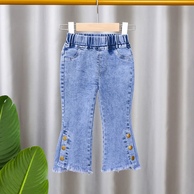 Girls' Jeans 2024 Spring Autumn New Girls Cotton Embroidered Floral Jeans Kids Fashion All-match Casual Trousers Jeans0-5Y