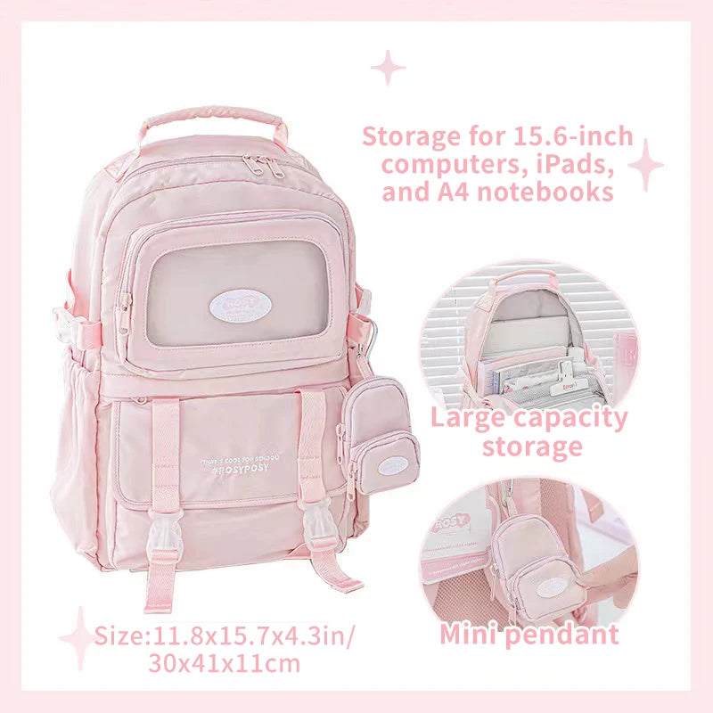 Cream Style Backpack for High School Girls with High Looks and Large Capacity Backpack Computer Bag