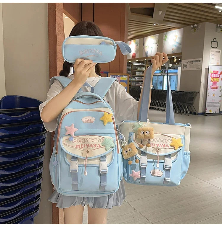 School Bags For Girls Japanese Style Kawaii For Large New Nylon Shoulder Bag Backpack School Set For Kinder Girl Kids Schoolbags