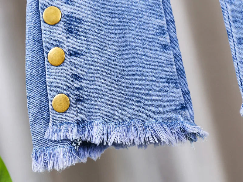 Girls' Jeans 2024 Spring Autumn New Girls Cotton Embroidered Floral Jeans Kids Fashion All-match Casual Trousers Jeans0-5Y