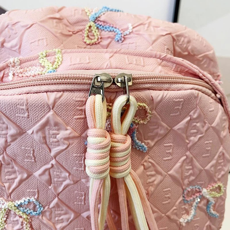 Versatile Junior High School Student Travel Laptop Backpack Cute Schoolbag Female Middle School Student Fashion Bowknot Backpack