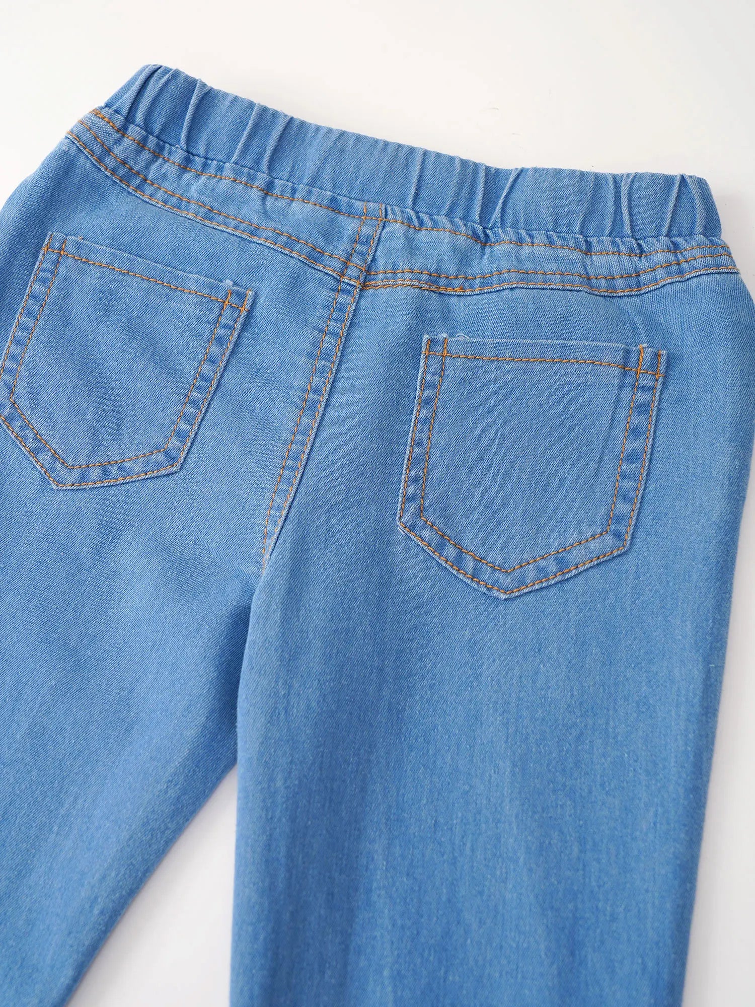 Kids Baby Girls Flare Pants Crisscross Ripped Bell Bottom Hem Denim Wide-leg Pants Children Toddler Cute Jeans Trousers Clothes