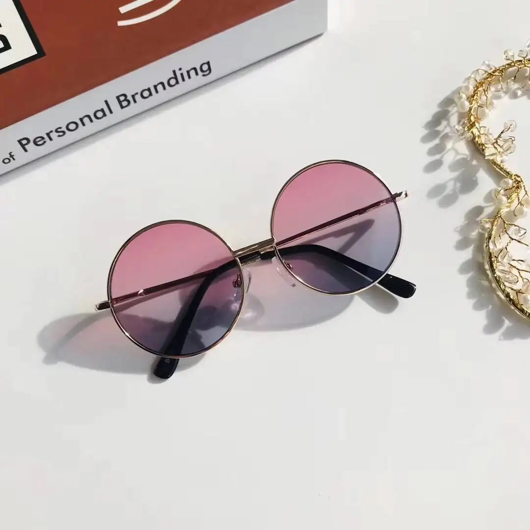 2025  Children's 2-8 Years Old Baby Glasses British Style Metal Sunglasses Sun Visors Sunglasses New Round Frame