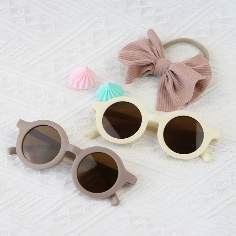 Baby Sunglasses Headband Set 0-5year Kids UV Protection Sun Glasses Nylon Elastic Toddler Bow Hairband Children Hair Accessories