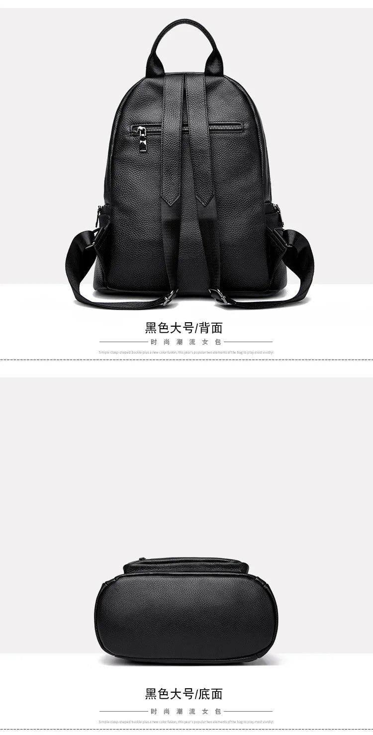 Genuine Leather Women's backpack New Fashion Trendy Soft cowhide backpack for lady large capacity travel commuting backpack