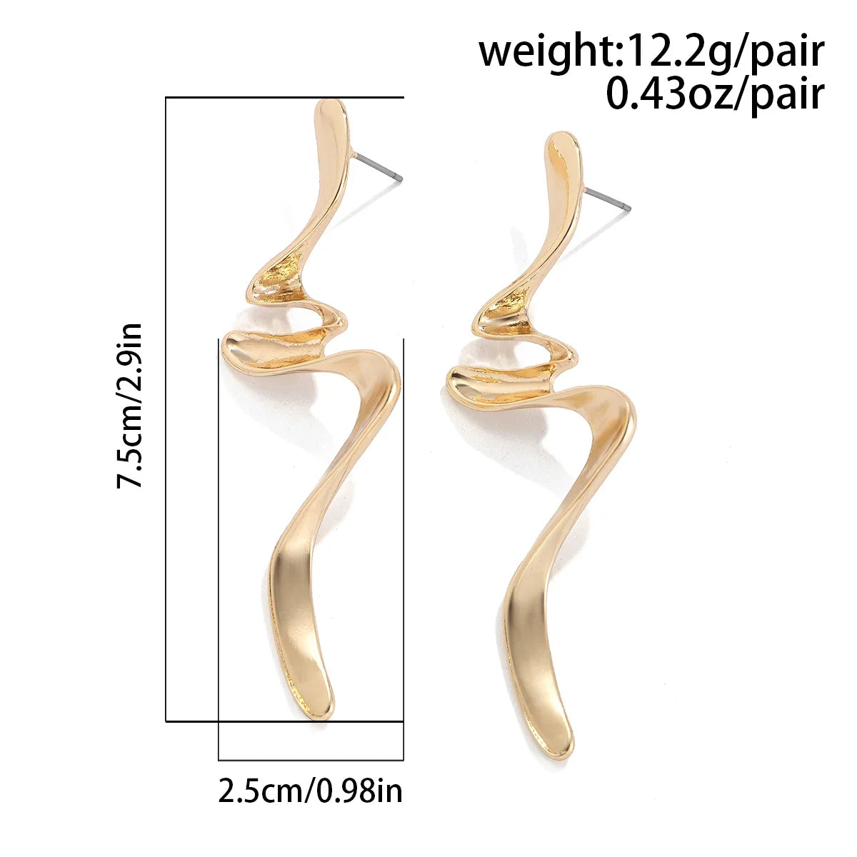 IngeSight.Z Fashion Irregular Metal Twisted Long Drop Earrings for Women Trending Geometric Gold Color Waves Earrings Jewelry