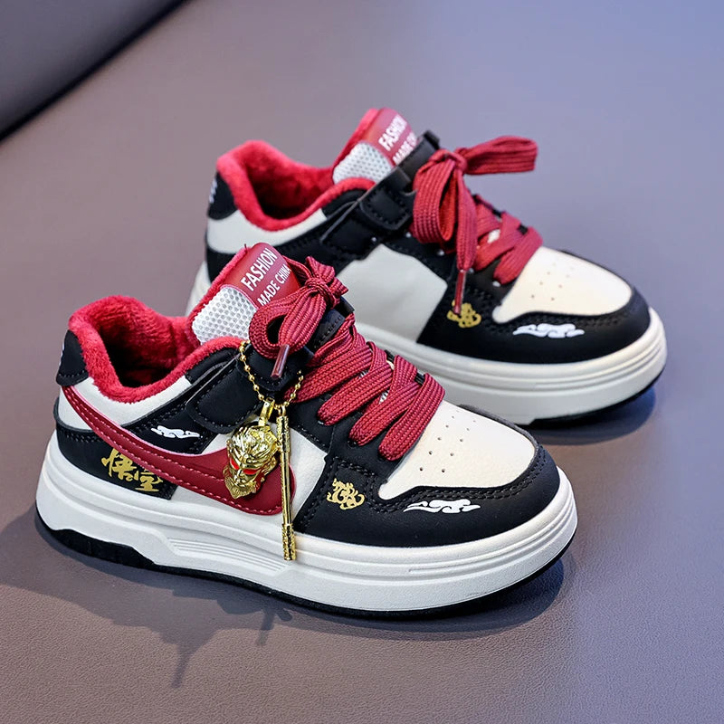 2026 Winter New Arrival Children's Fleece-Board Shoes for Boys and Girls - Soft Sole Anti-Slip Casual and Sports Footwear