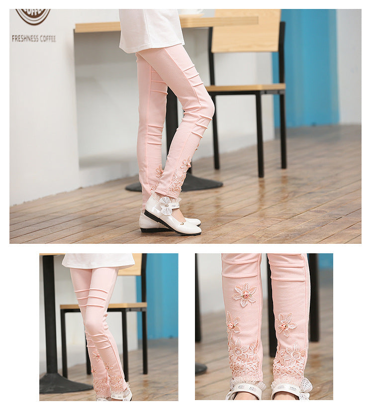 Stylish fleece-lined girls' pants, perfect for spring and autumn season