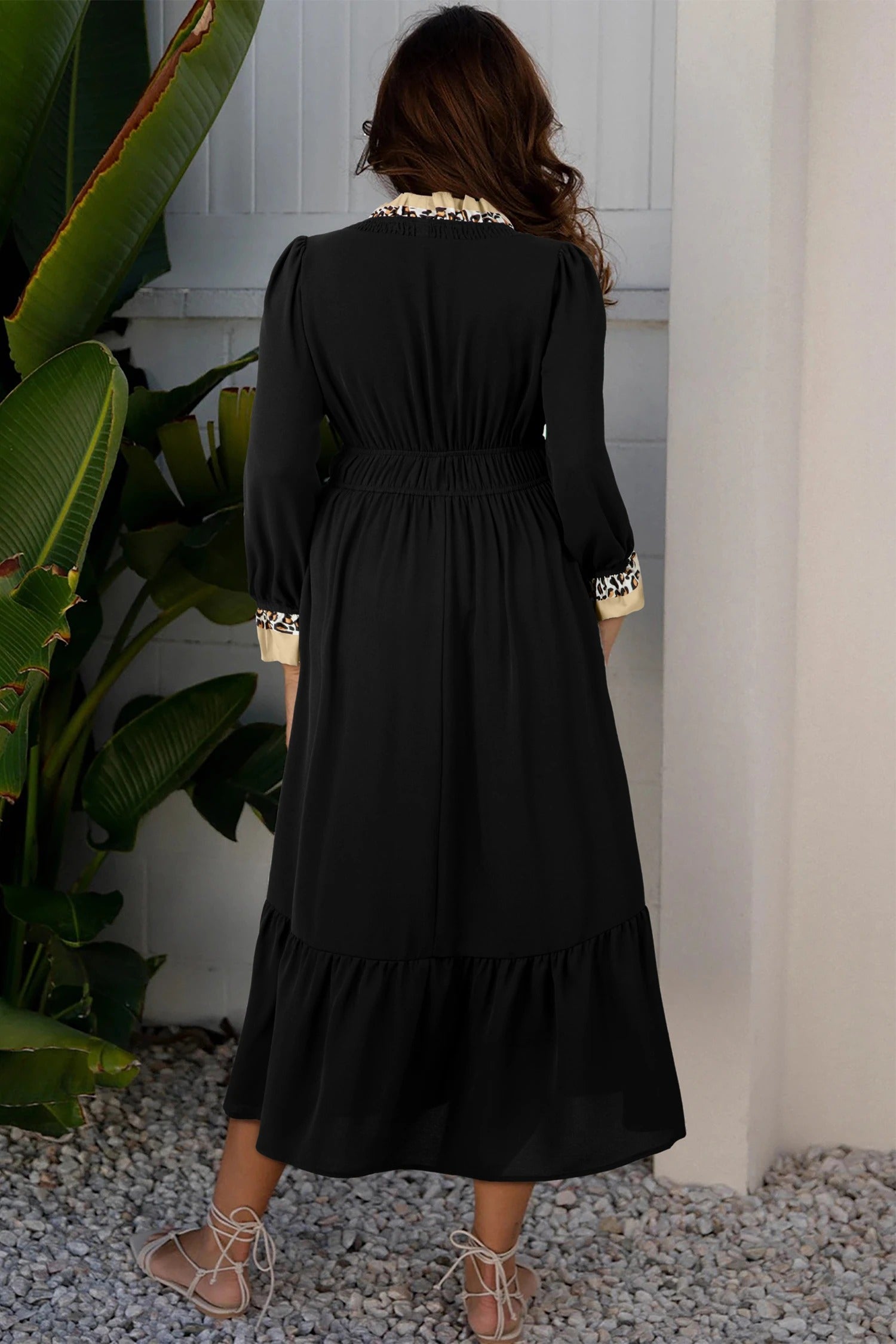 Women's Casual Color-blocked Versatile Retro Dress