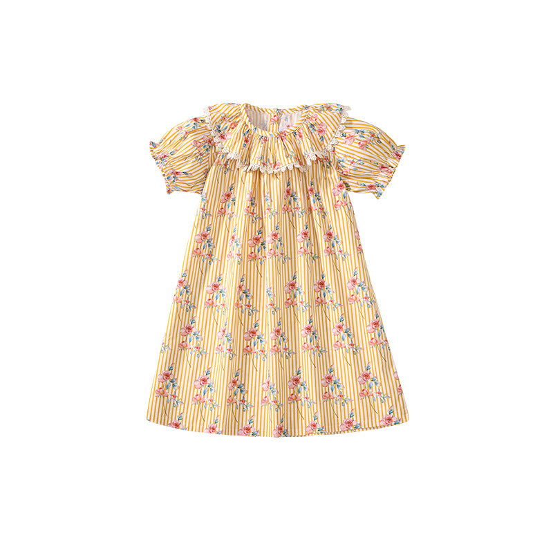Summer Girls' Short Sleeve Dress Cotton