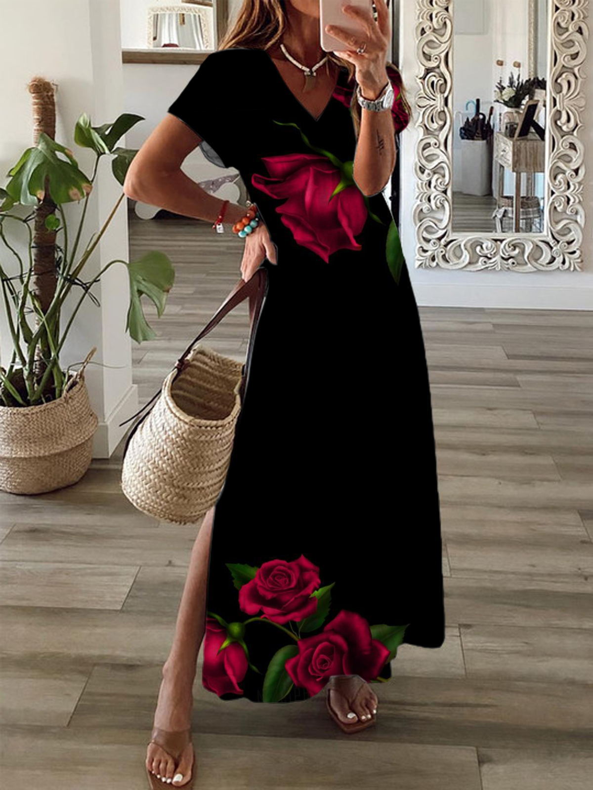 Women's V-neck Casual Fashion Dress