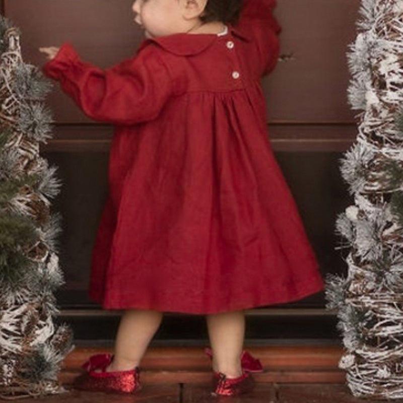 Cute Baby Girl Red Corduroy Dress