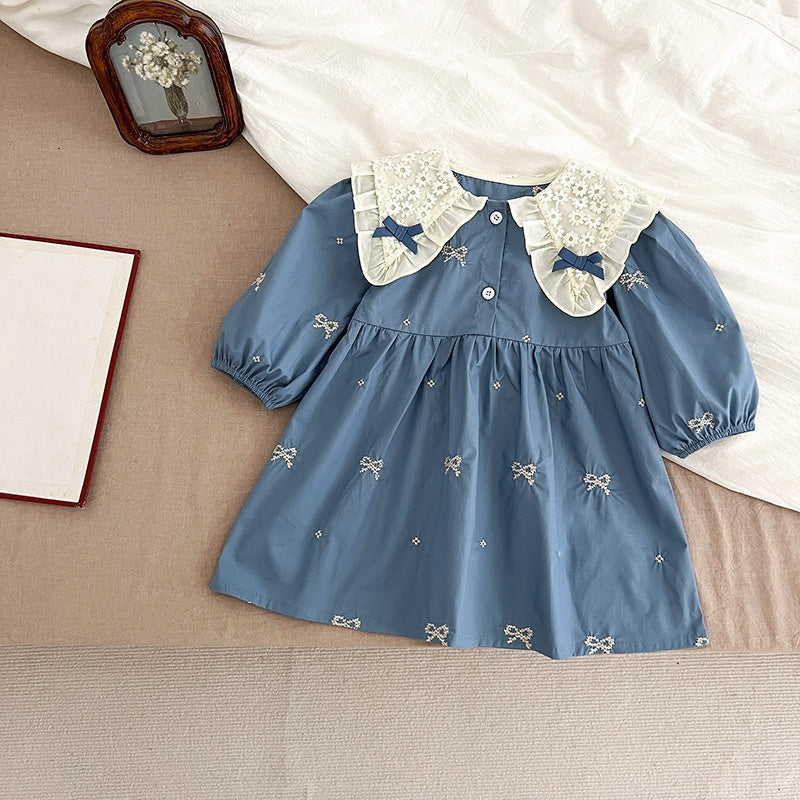 Bowknot Embroidered Baby Girl Princess Dress