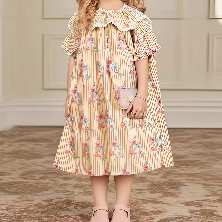 Summer Girls' Short Sleeve Dress Cotton