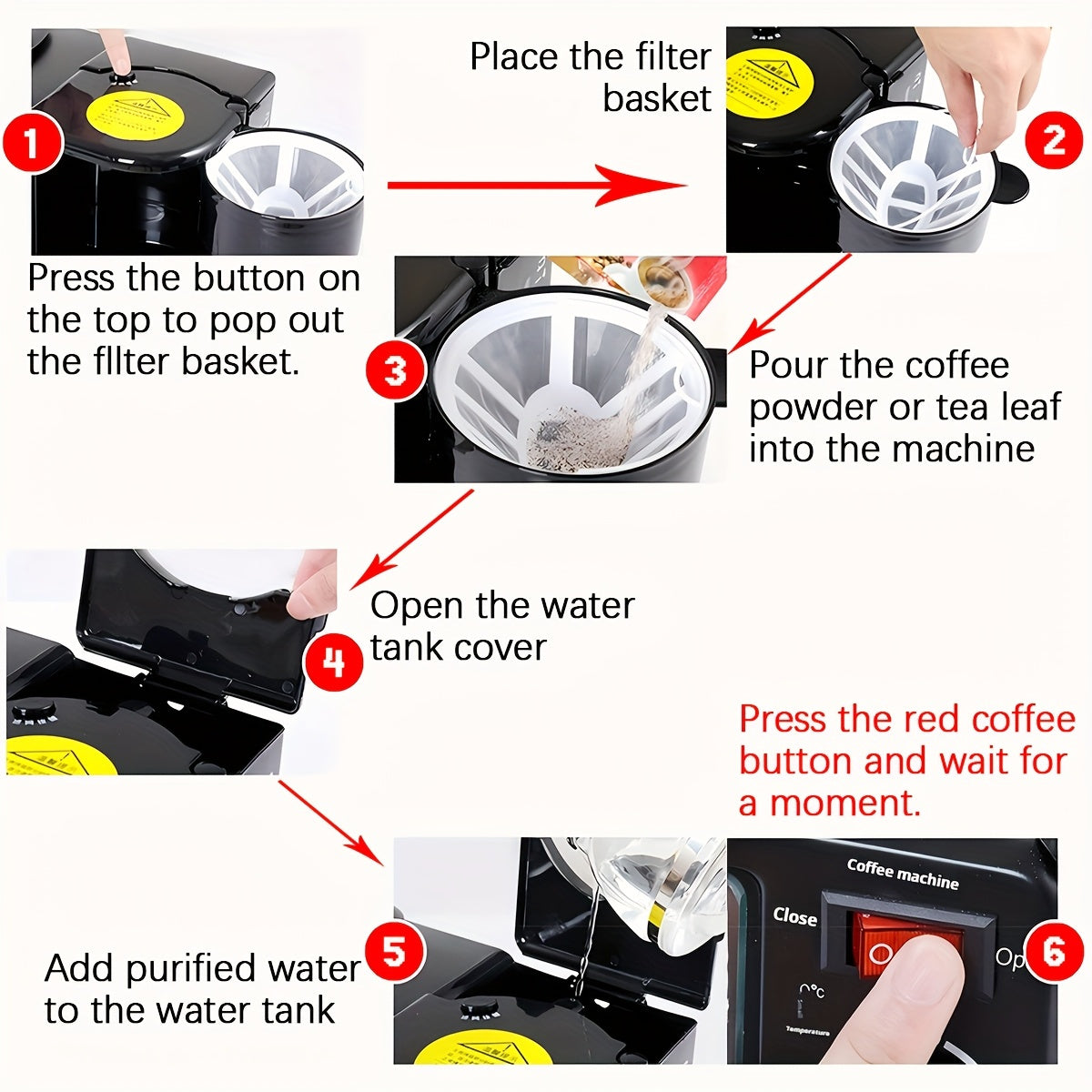 3-in-1 Breakfast Machine with Automatic Power Off, One-Touch Operation for Eggs, Toast & Coffee, Non-Stick Coating, Timer & No Supervision Needed - Compact Square Design for Small Kitchens, 110V US Plug, Kitchen Appliance, Mo