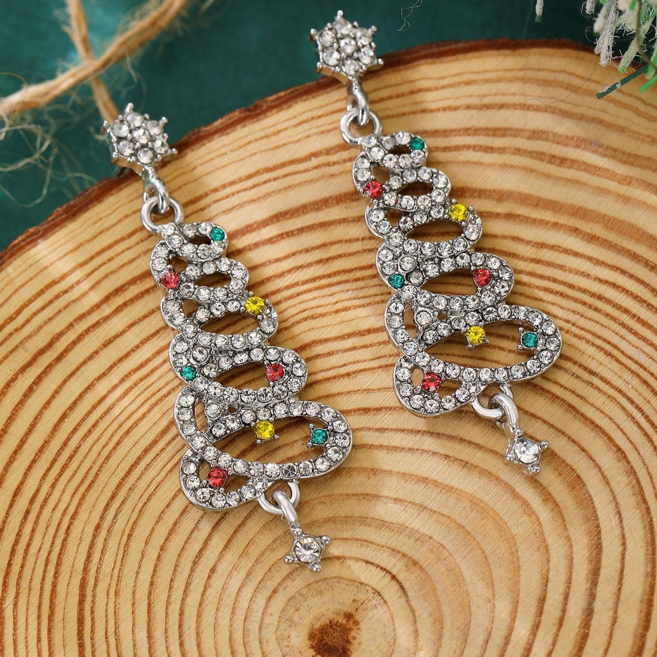Luxury Elegant Diamond-encrusted Christmas Tree Earrings For Women
