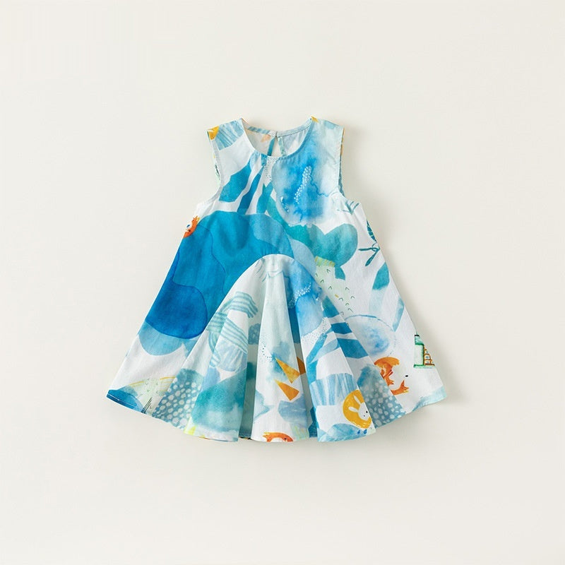 Girls' Summer Sleeveless Graffiti Dress