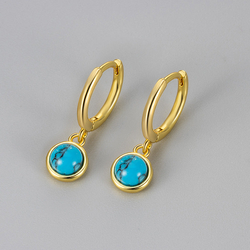 Synthetic Moonstone Agate Turquoise Earrings