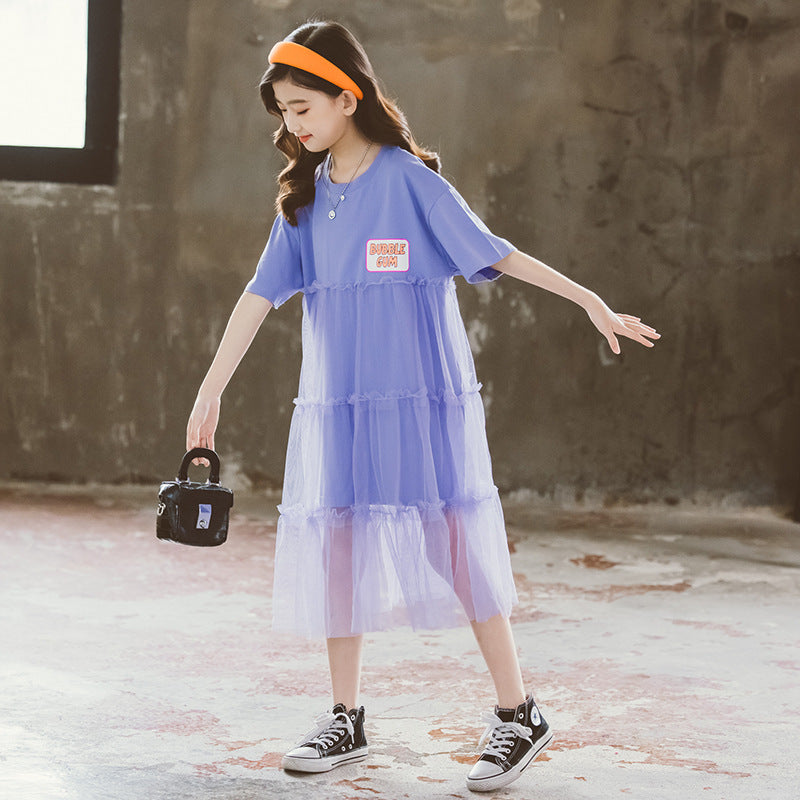 Girls' Short-sleeved Dress Summer