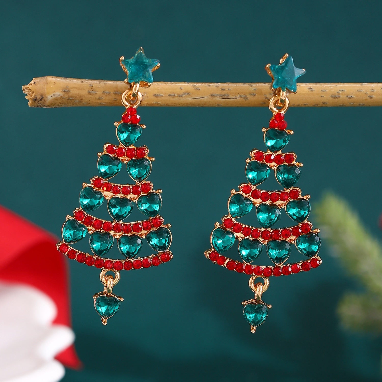 Luxury Elegant Diamond-encrusted Christmas Tree Earrings For Women