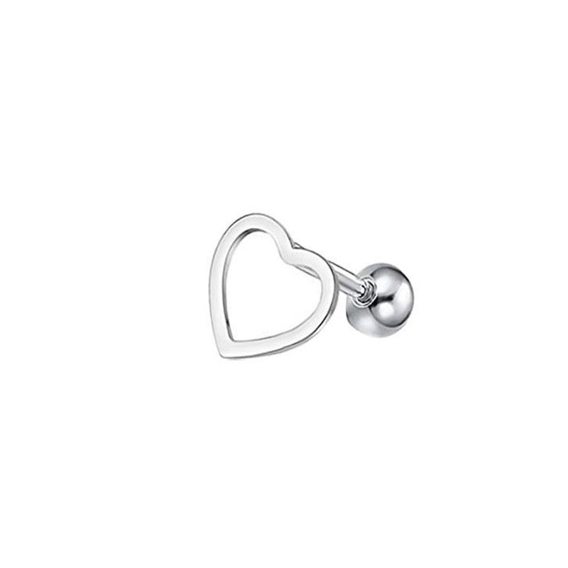 Simple Stainless Steel Heart-shaped Hollow Earrings