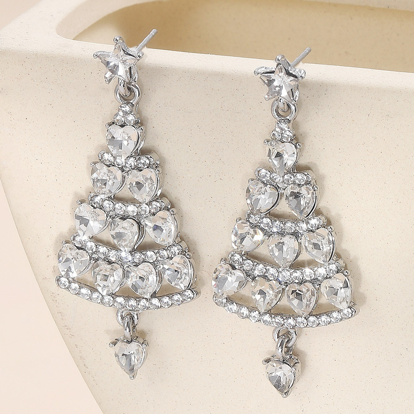 Luxury Elegant Diamond-encrusted Christmas Tree Earrings For Women