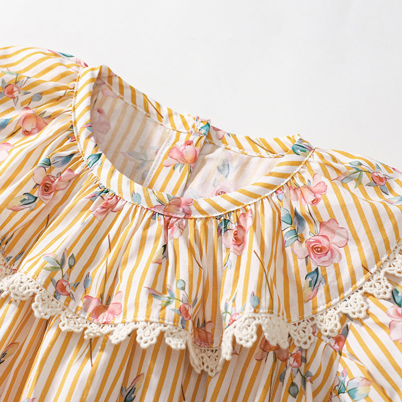 Summer Girls' Short Sleeve Dress Cotton