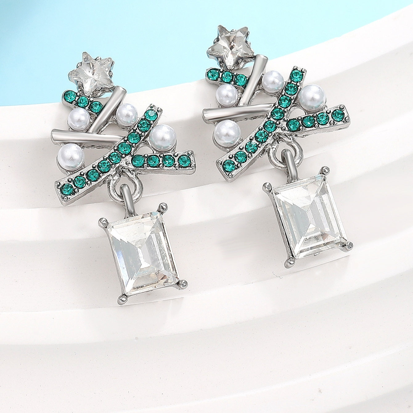 Luxury Elegant Diamond-encrusted Christmas Tree Earrings For Women